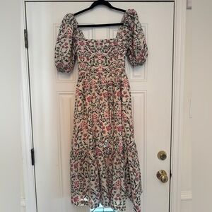 Abercrombie & Fitch Smocked Puff Sleeve Maxi